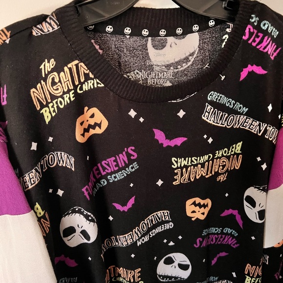 Disney Nightmare Before Christmas Print Black Longsleeve Tunic sweatshirt - Picture 4 of 5